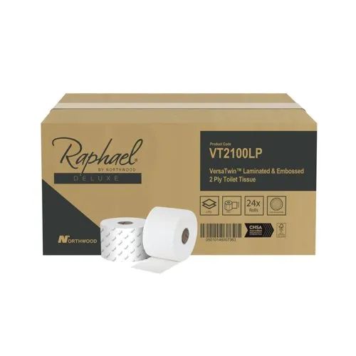 Raphael 2-Ply Versatwin Micro Jumbo Pulp Toilet Roll 100m (Pack of 24)