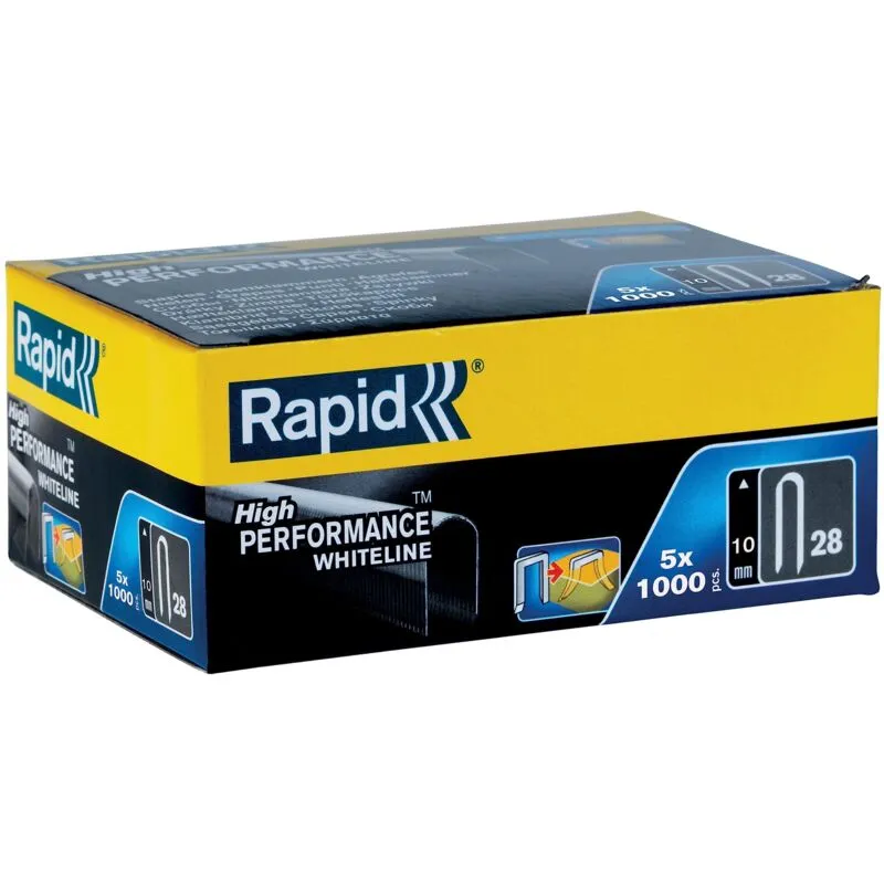 Rapid - 28/10 10mm dp x 5m White Staples (Box 1000 x 5) RPD2810W