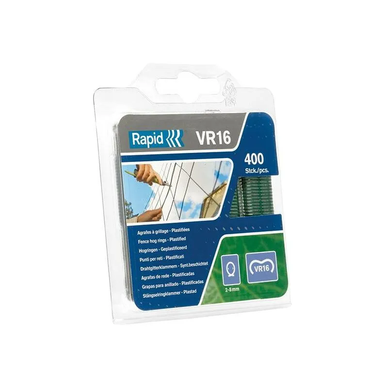 Rapid Uk Rapid 40108797 VR16 Fence Hog Rings Pack 400 Green