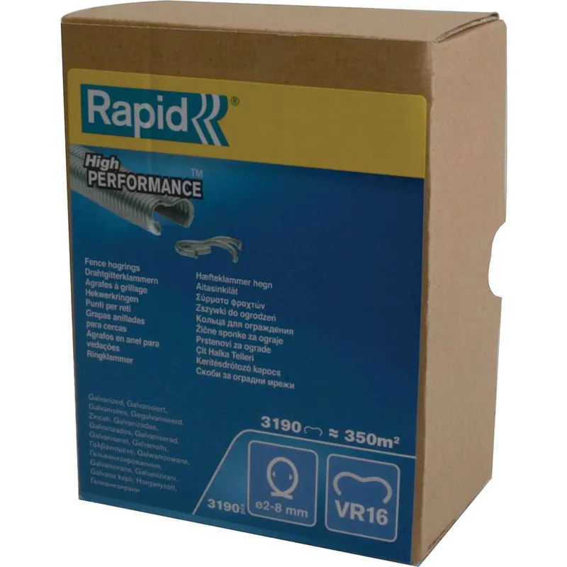 Rapid Uk Rapid 40108808 VR16 Fence Hog Rings Pack 3190 Galvanised Boxed