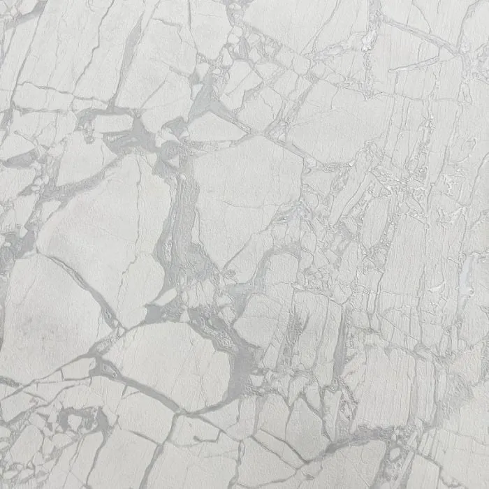 Rasch - Vasari Enzo Silver Marble Wallpaper Metallic Heavyweight Textured Vinyl