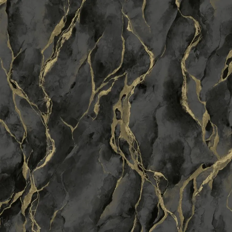 Vasari Rasch Heavyweight Vinyl Pandora Black Gold Wallpaper Paste The Paper