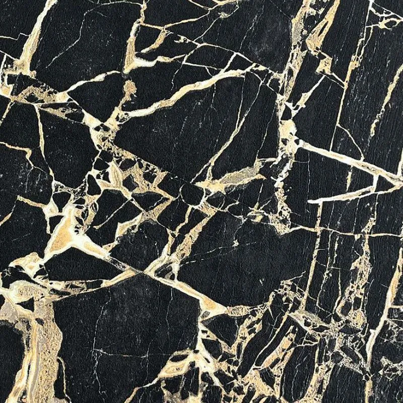 Rasch - Vasari Enzo Black Marble Wallpaper Metallic Heavyweight Textured Vinyl