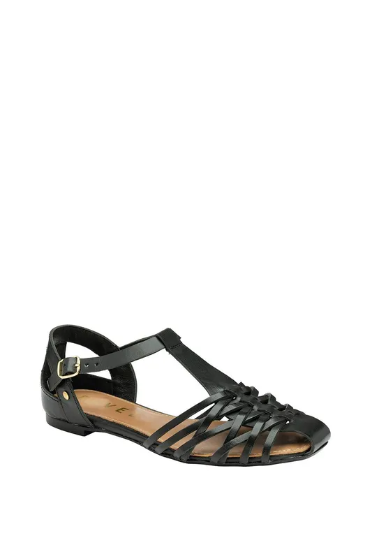 Ravel Women's 'Etter' Leather Flat Sandals in Black Size: 8 - Black