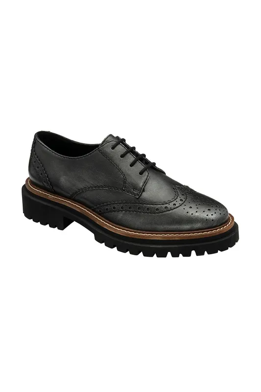 Ravel Women's Pewter Metallic Leather 'Walsh' Cleated-Sole Brogues in Grey Size: 6 Grey 6