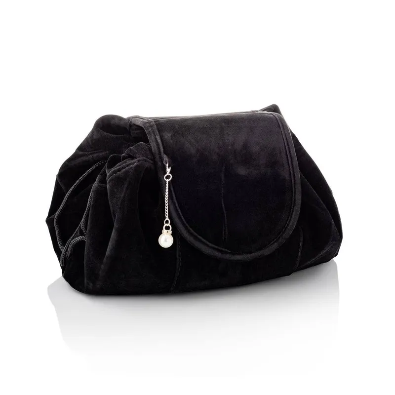 Rawr Beauty Drawstring Cosmetic Bag - Black Velvet Black