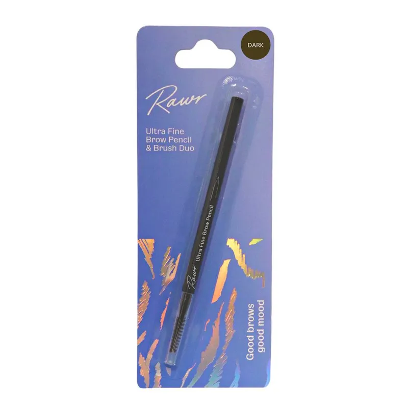 Rawr Beauty Ultra Fine Brow Pencil & Brush Dark Brown - Dark Brown