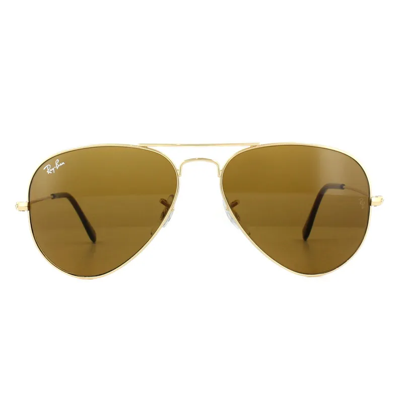 Ray-Ban Aviator Gold Brown Sunglasses Gold One Size