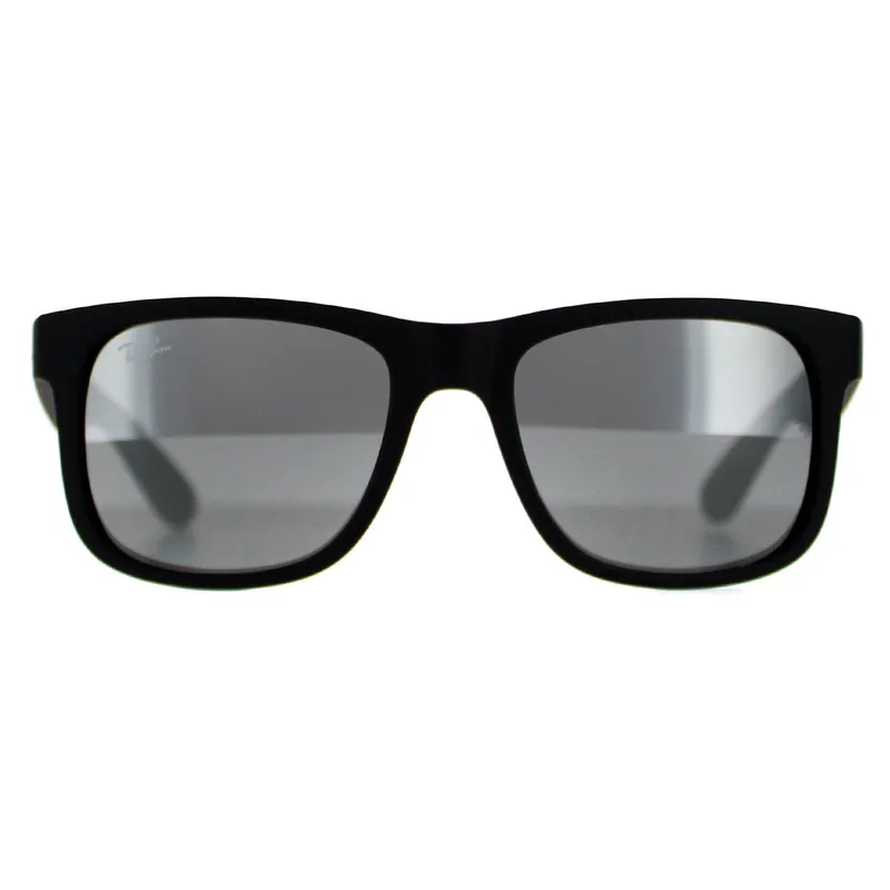 Ray-Ban Men's Rectangle Rubber Black Grey Mirror Sunglasses Black One Size