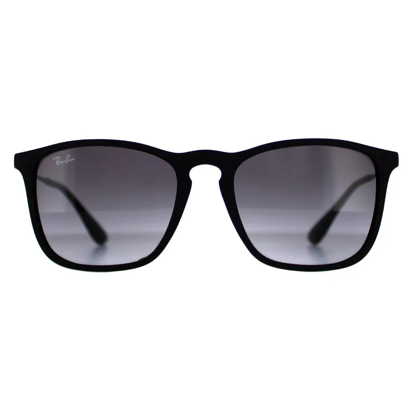 Ray-Ban Men's Round Rubber Black Gradient Grey Chris 4187 Sunglasses Black One Size