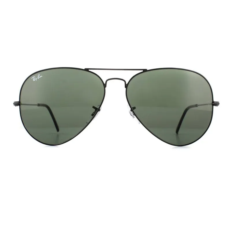 Ray-Ban Unisex Aviator Black Green Large Aviator 3026 Sunglasses Black female