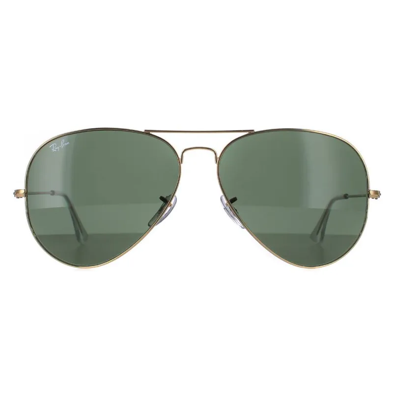 Ray-Ban Unisex Aviator Gold Green Sunglasses - Gold