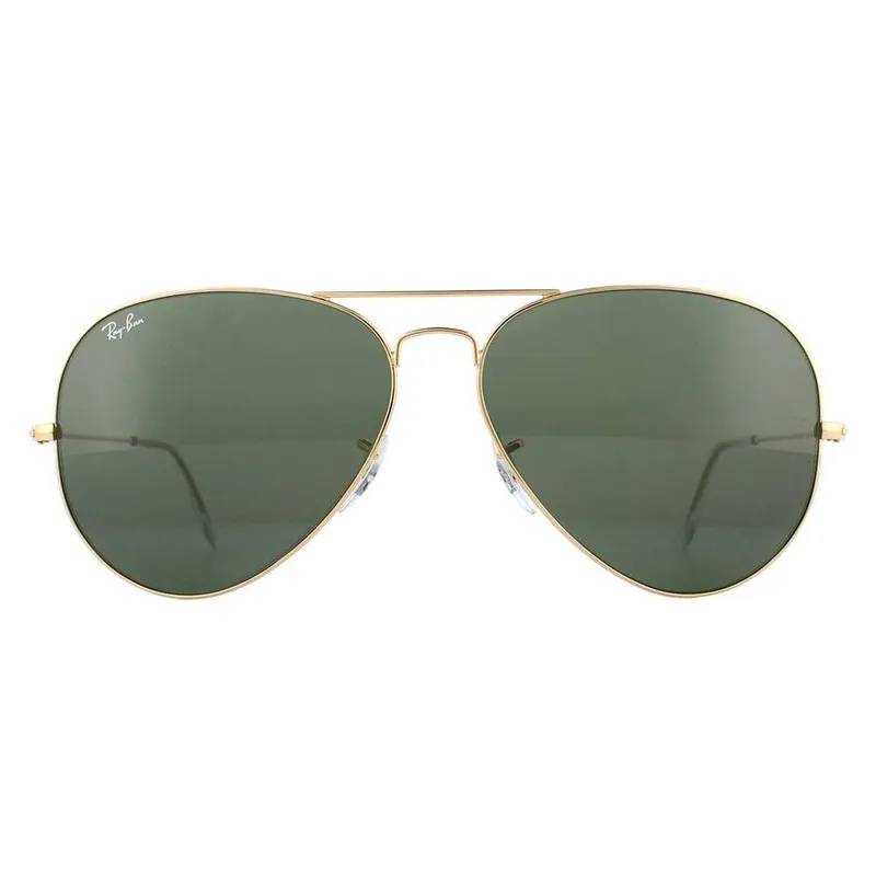 Ray-Ban Unisex Aviator Gold Green Sunglasses - Gold