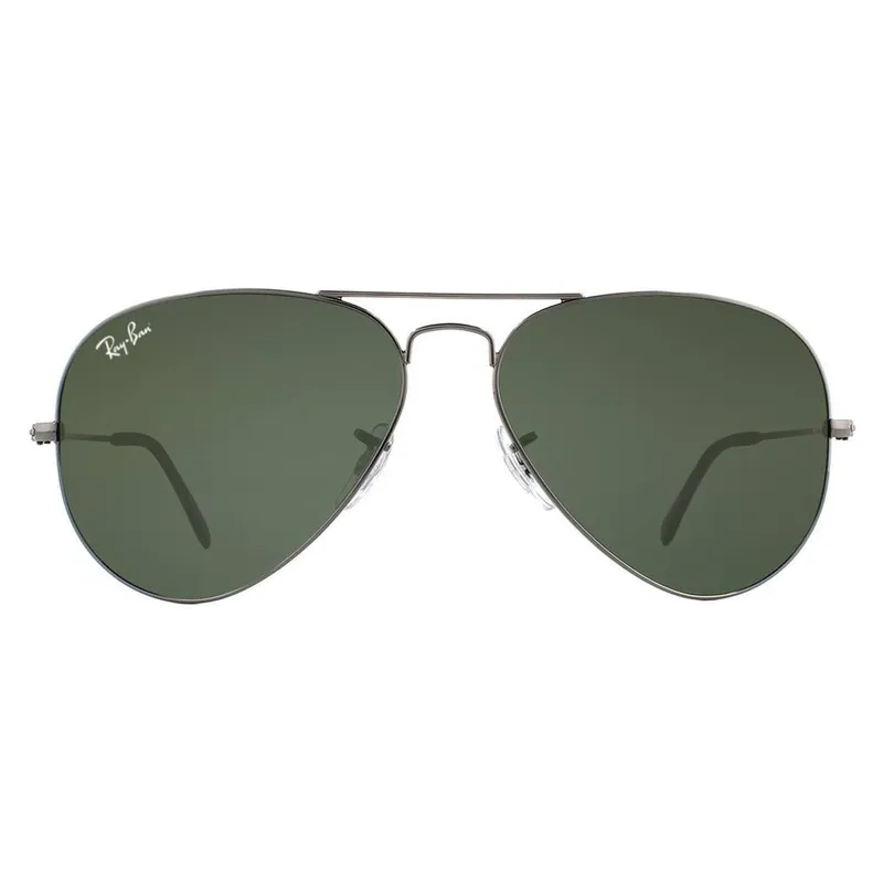 Ray-Ban Unisex Aviator Gunmetal Green Aviator 3025 Sunglasses in Grey - Grey