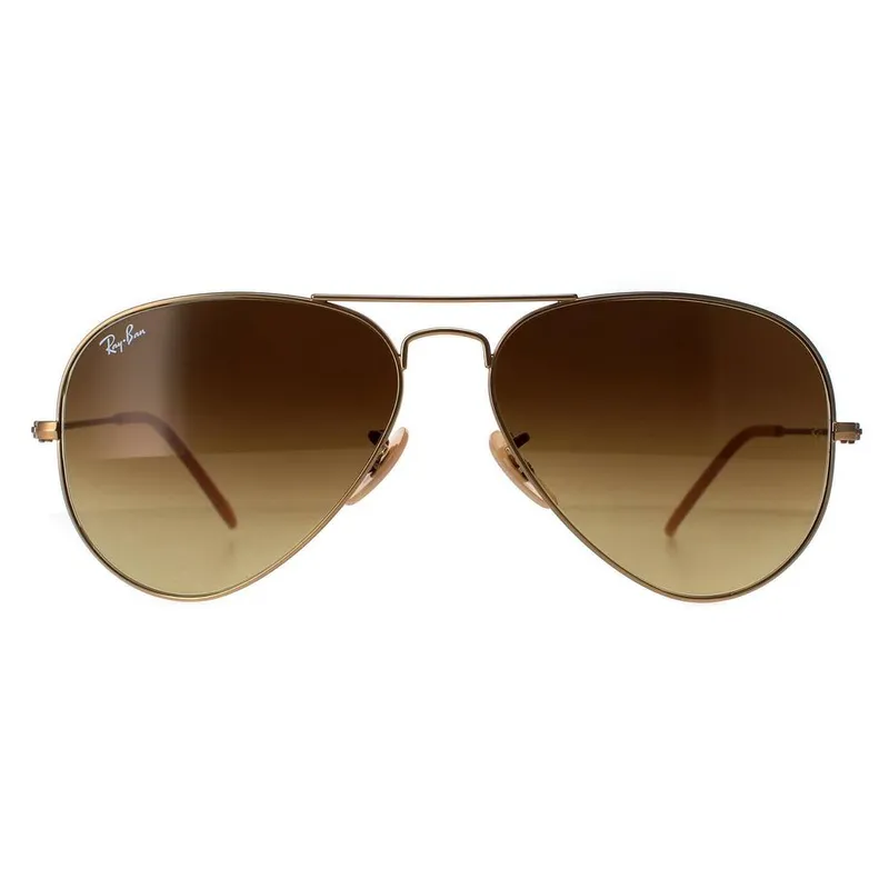 Ray-Ban Unisex Aviator Matt Gold Brown Gradient Sunglasses - Gold
