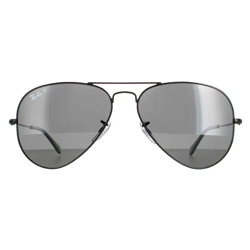 Ray-Ban Unisex Aviator Polished Black Polarized Aviator 3025 Black female