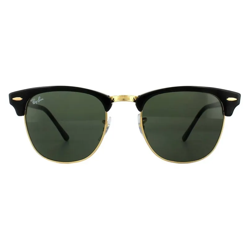 Ray-Ban Unisex Round Black Green Clubmaster 3016 Sunglasses - Black - Size: One Size