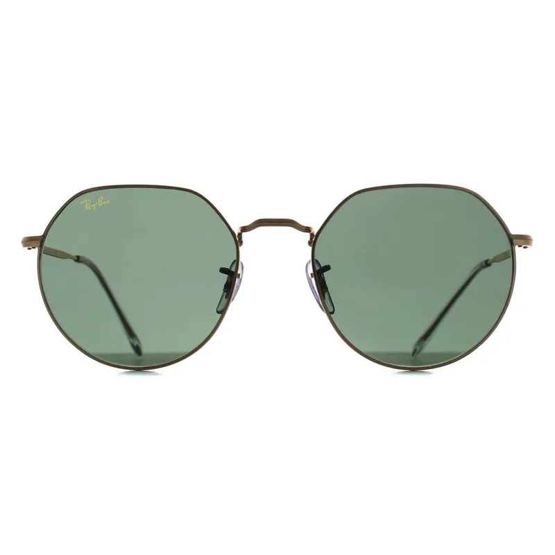 Ray-Ban Unisex Round Gold Green RB3565 Jack Sunglasses - Gold