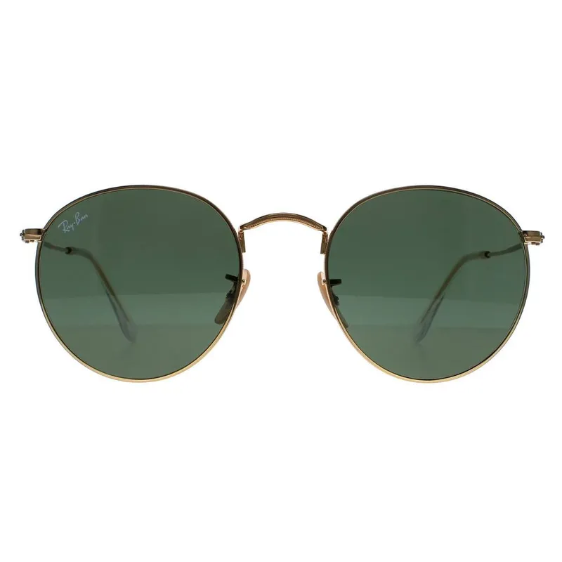 Ray-Ban Unisex Round Gold Green Sunglasses - Gold - Size: One Size