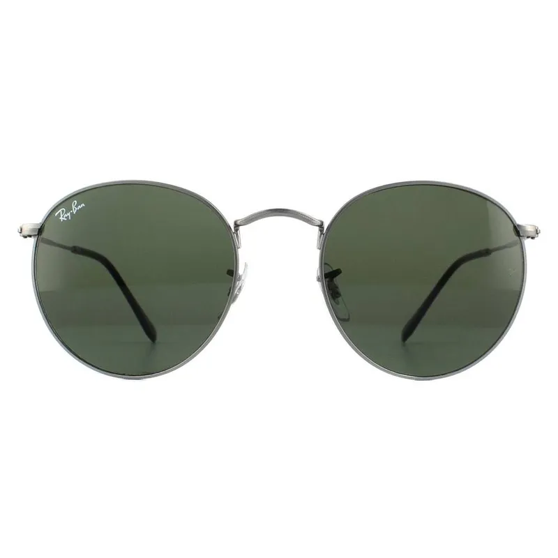 Ray-Ban Unisex Round Gunmetal Green Sunglasses in Grey - Grey - Size: One Size