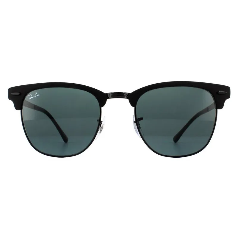 Ray-Ban Unisex Round Matte Black Grey Clubmaster Metal RB3716 Sunglasses Black One Size female