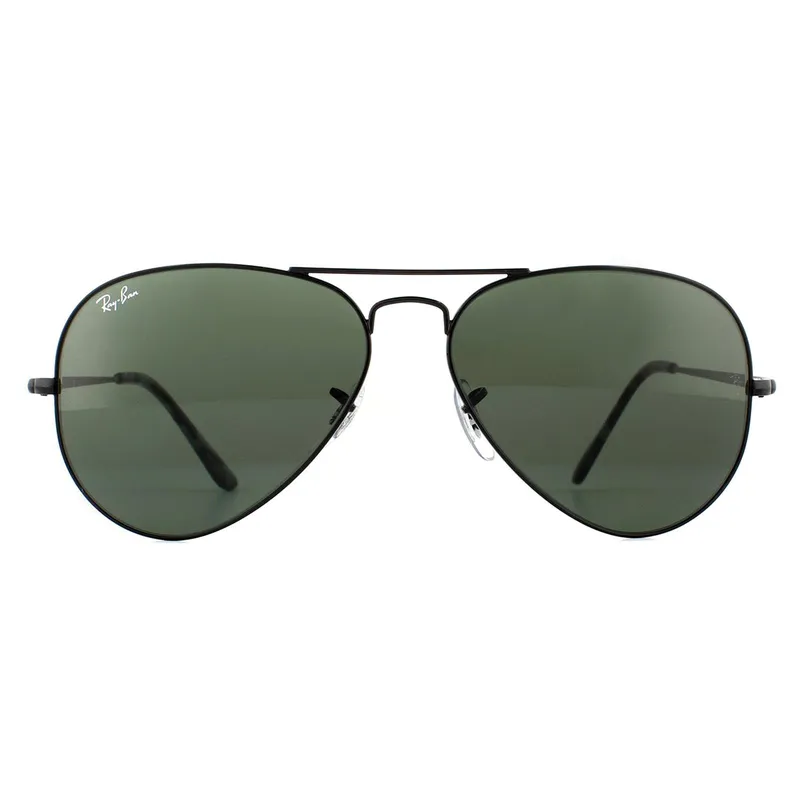Ray-Ban Unisex Aviator Black Green Sunglasses - Black