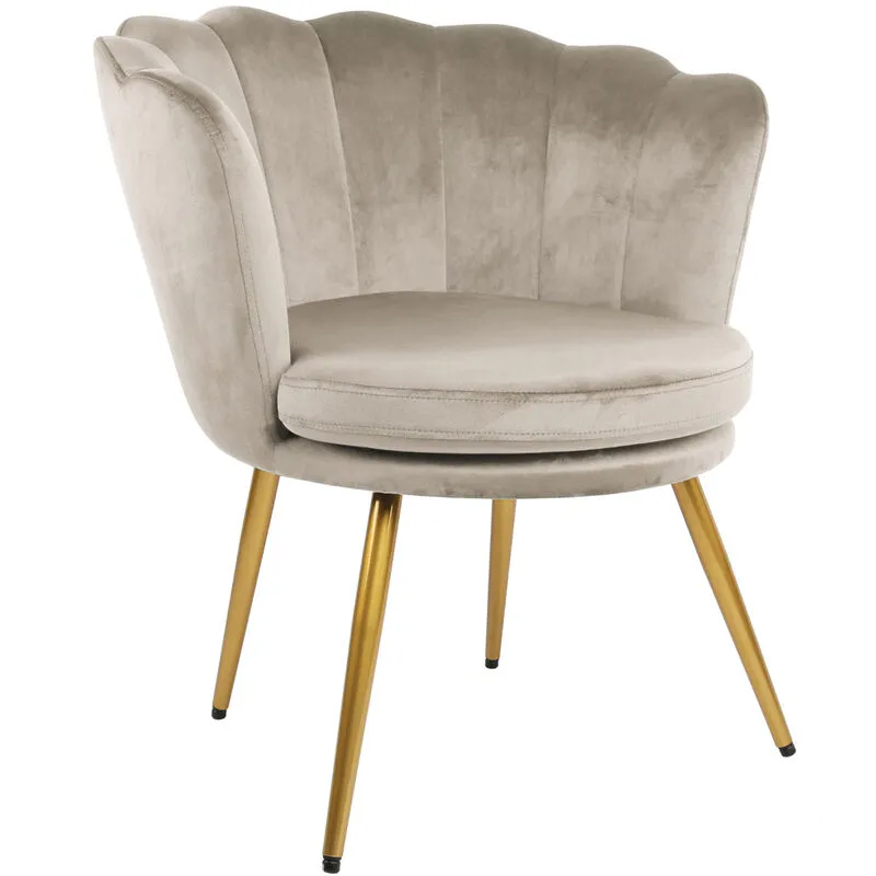 Genesis Flora Velvet Accent Chair Petal Back Plush Upholstered Modern Chair in Taupe Size: 1 Seater Taupe