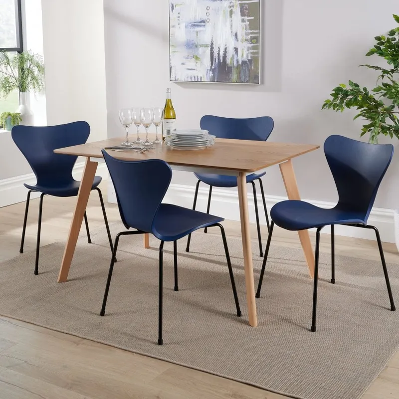 Rayna Dining Table & 4 Black Penny Chairs