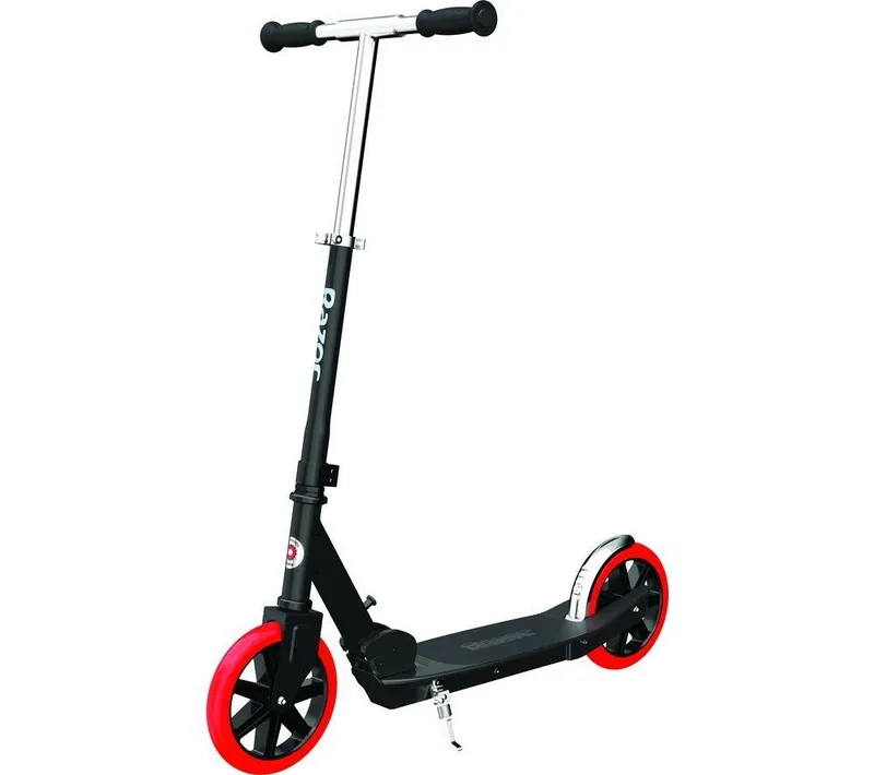 Razor Carbon Lux Folding Kids Kick Scooter - Black & Red, Black,Red