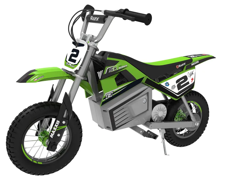 Razor Kids Electric Motorbike - SX350 McGrath Dirt Bike for Children 13+ w/ 14 mph Max Speed & 30 Minute Ride Time, Up to 7 Mile Range, 250W Ride On Green