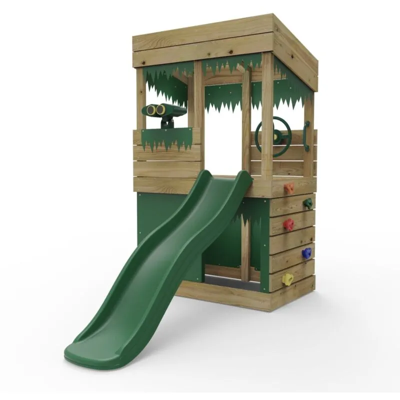 Rebo - Children's Wooden Lookout Tower Playhouse with 6ft Slide - Max Set