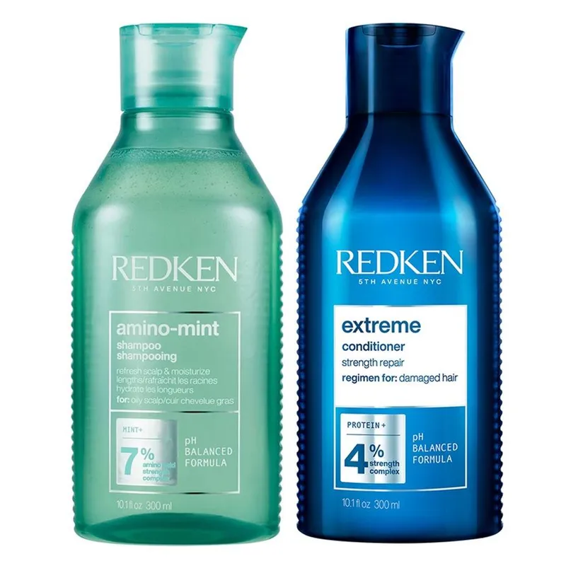 Redken Amino Mint Shampoo 300ml & Extreme Conditioner 300ml Duo