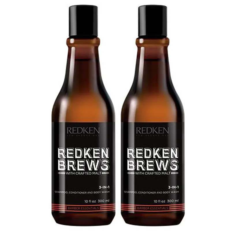 Redken Brews 3-in-1 Shampoo, Conditioner & Body Wash 300ml Double