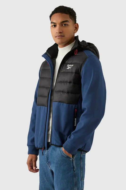 Reebok Men's Mixed Media Jacket in Blue Size: Small Blue S