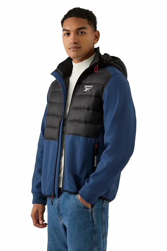 Reebok Men's RB1562 Mixed Media Jacket - Batik Blue - Navy - Size: 38/Regular