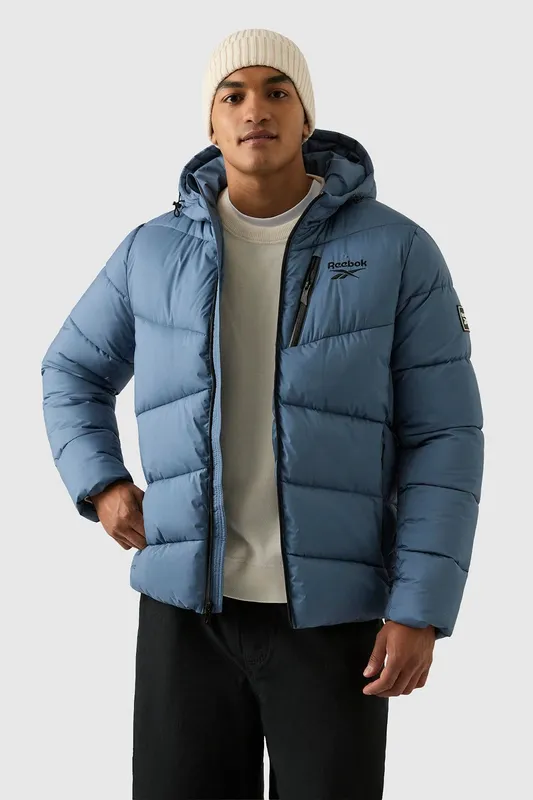 Reebok Men's Stretch Puffer Jacket in Blue Size: Small Blue S