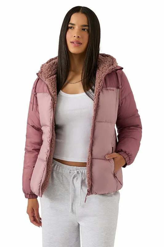 Reebok Reversible Puffer Sherpa Womens Jacket - - Size: S