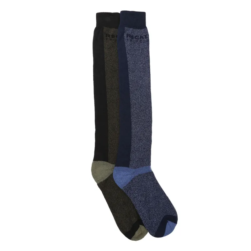 Regatta Mens Pro Assorted Designs Boot Socks Set (Pack Of 2) (Blue/black) - Multicolour - One Size