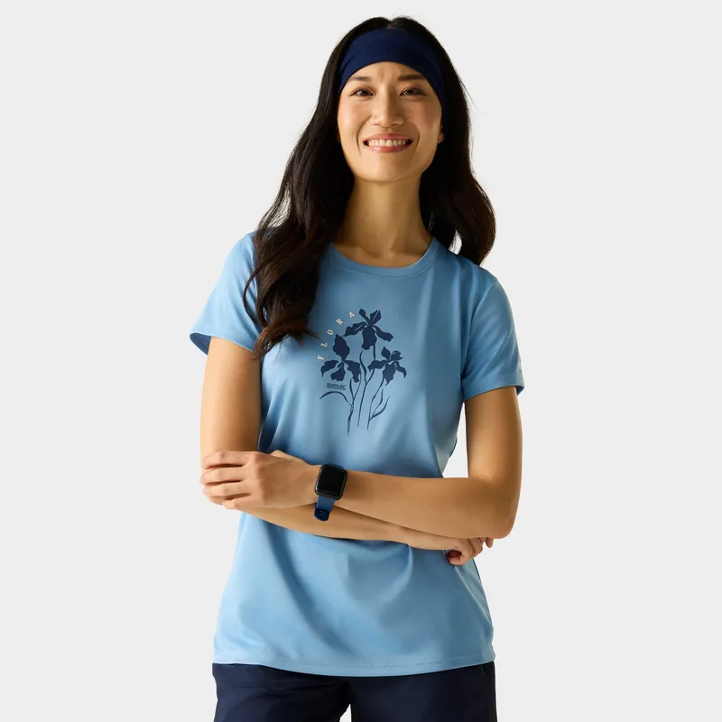 Regatta Women's Fingal Short Sleeved Graphic T-Shirt in Baby Blue Size: 16 - Baby Blue - Size: 16