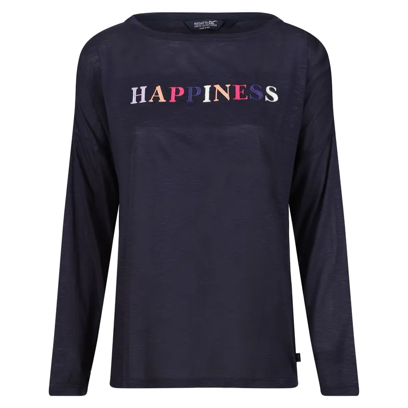 Women's Regatta Womens/Ladies Carlene Happiness Long-Sleeved T-Shirt - Navy - Size: 12