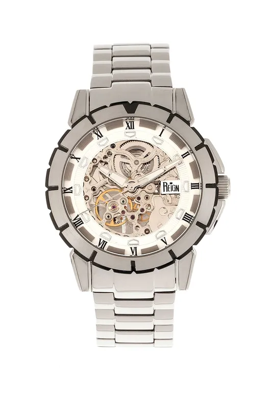 Reign Men's Philippe Automatic Skeleton Bracelet Watch in White White One Size