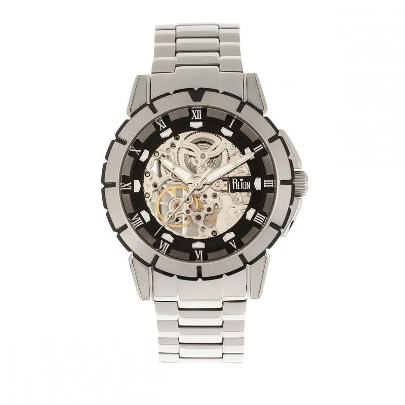Reign Men's Philippe Automatic Skeleton Bracelet Watch in Silver Silver