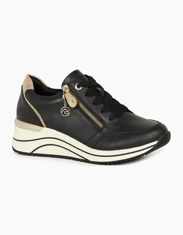 Remonte Women's 'Arran' Wedge Trainers in Black Size: 7.5 Black 7.5