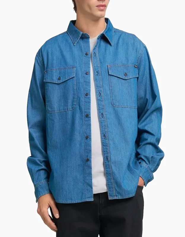 Replay Mens Medium Blue Denim Shirt - Blue