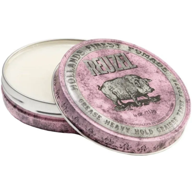 Reuzel Pink Grease Pomade Heavy Hold, Strong Hold Medium Shine Oil - 95g in Cream - Cream - Size: One Size