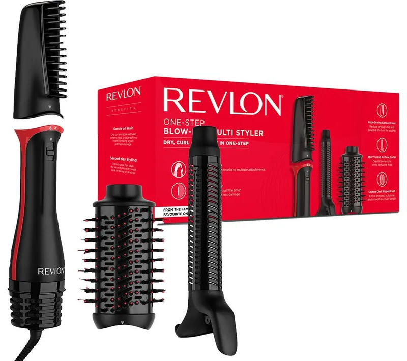 Revlon Multi Styler One-Step Blow-Dry featuring 3 interchangeable attachments in Black - Black