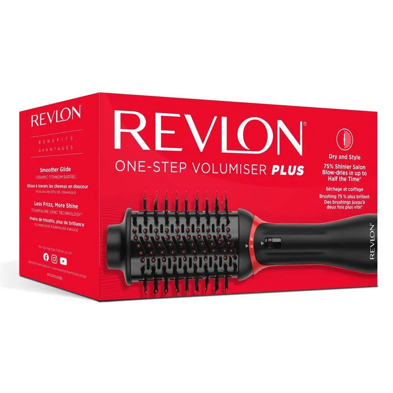 Revlon Unisex One-Step Volumiser Plus Hair Dryer & Hot Air Styler in Black Black female