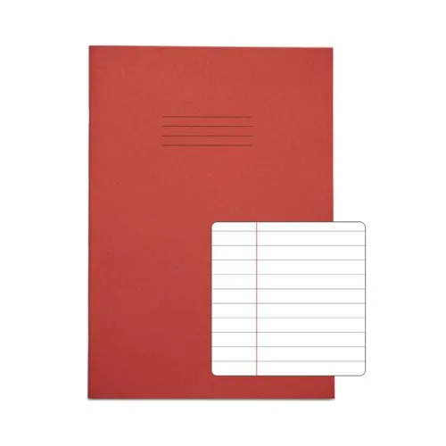 Rhino Exercise Book 80 Page A4 8mm Ruled Red Contract Pack 50