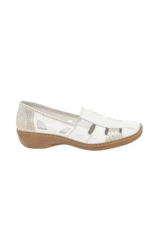 Rieker Women's Denise Slip On Vamp Shoes - White - Size: 3.5