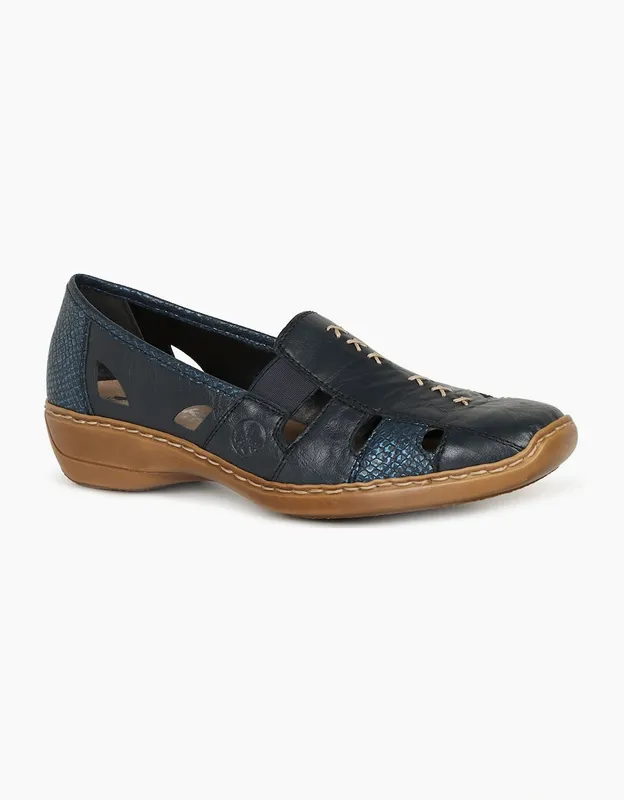 Rieker Women's Denise Slip On Vamp Shoes - Navy - Size: 3.5